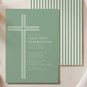 Sage Green Cross Communion Invitation