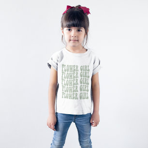 Sage Green Custom Boho Wedding Flower Girl Trendy T-Shirt