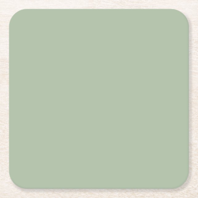 Sage Green Custom Branded Square Paper Coaster (Front)