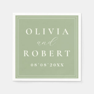 Sage Green Custom Couple Names Wedding Napkin