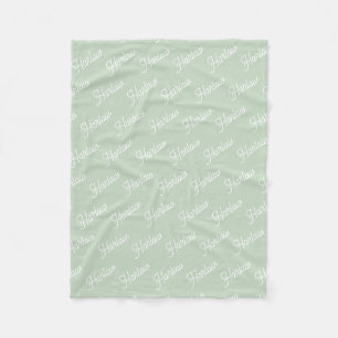 Sage Green Custom Kids Name Repeat Fleece Blanket