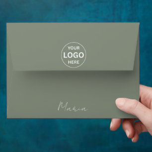 Sage Green Custom Logo Personalised Envelope