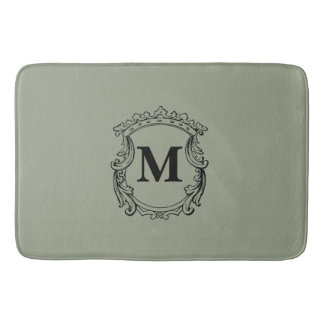 Sage Green Custom Monogram Crest Bath Mat
