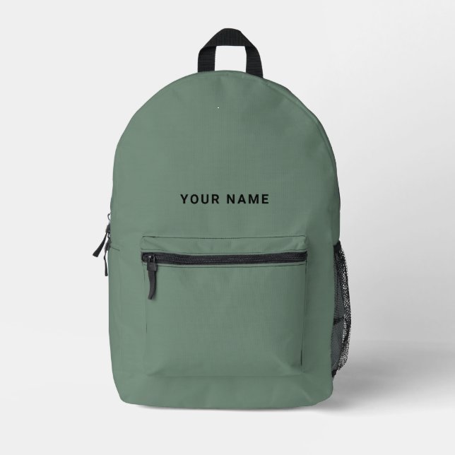 Sage Green Custom Name Backpack (Front)