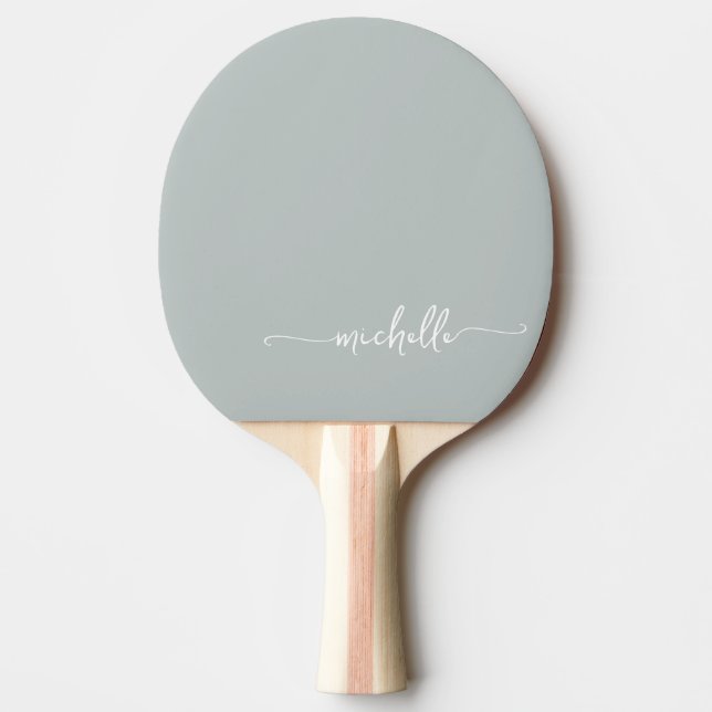 Sage Green Custom Name Signature Script Ping Pong Paddle (Front)