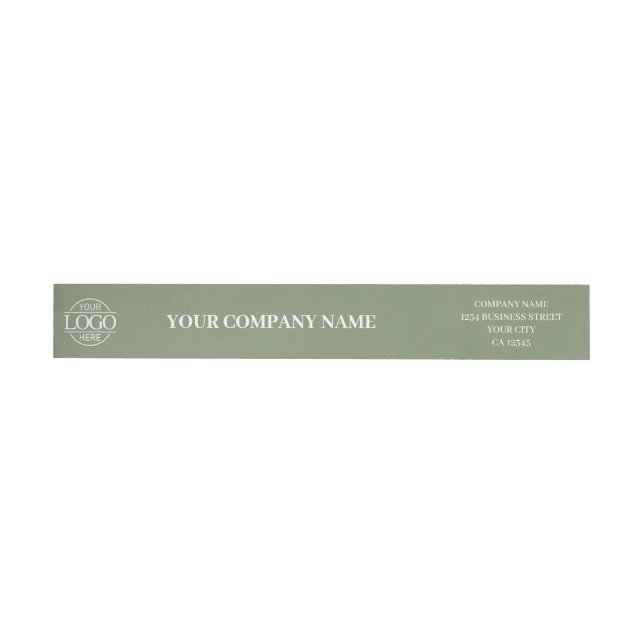 Sage Green Custom Simple Business Logo Branded Wrap Around Label (Individual)
