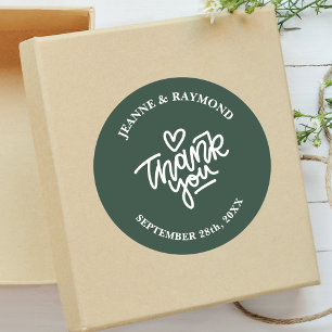Sage Green Custom Thank You Wedding Favour Classic Round Sticker