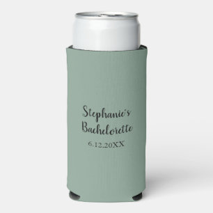 Sage Green Custom Wedding Bachelorette Favour Gift Seltzer Can Cooler