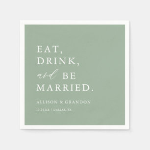 Sage Green Custom Wedding Bar Napkins