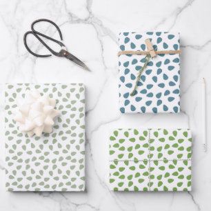 Sage Green cute floral Leaves pattern White gift Wrapping Paper Sheet