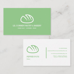 Sage Green Cute Minimal Bread Pastry Bakery Business Card