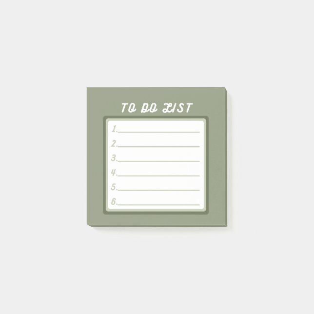 Sage green Cute To Do List  Post-it Notes (Front)