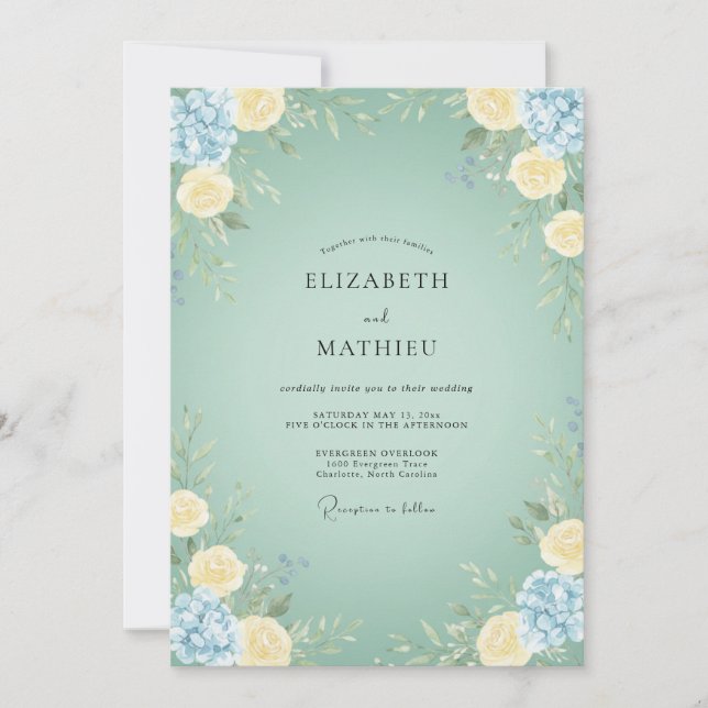 Sage Green Dainty Spring Wedding Invitation (Front)