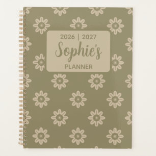 Sage Green Daisy Floral Academic Year Planner