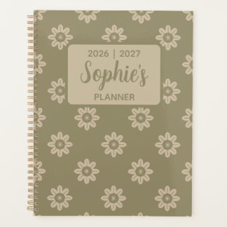Sage Green Daisy Floral Academic Year Planner