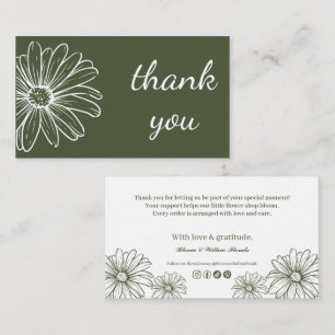 Sage Green Daisy Floral Thank You Card