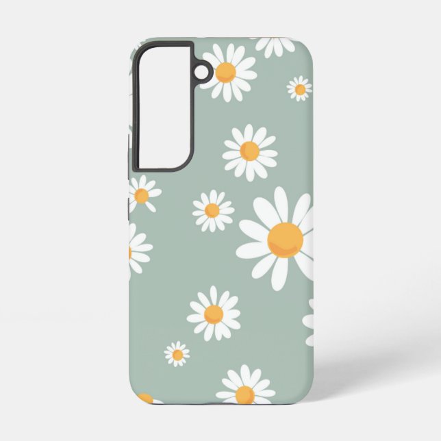 Sage Green Daisy Pattern Samsung Galaxy S22 Case (Back)