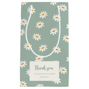 Sage Green Daisy Pattern Small Gift Bag