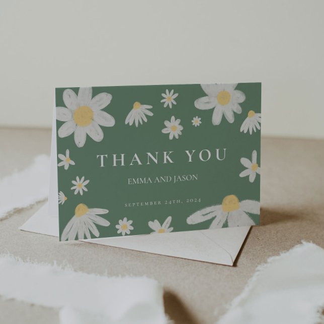 Sage Green Daisy Thank You Card  (Creator Uploaded)
