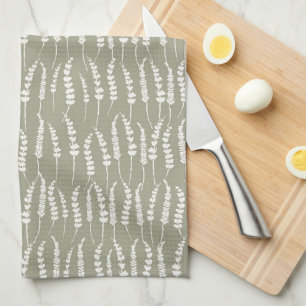 Sage Green Decor with Fern Print Tea Towel
