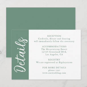Sage Green Decorative Calligraphy Enclosure Card