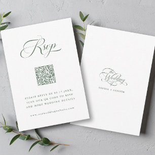 Sage Green Delicate Elegant Script Wedding RSVP Card