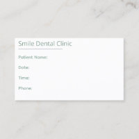 Sage Green Dental Appointment Card One Line
