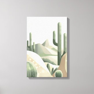 Sage Green Desert Modern Boho Cactus Landscape Canvas Print
