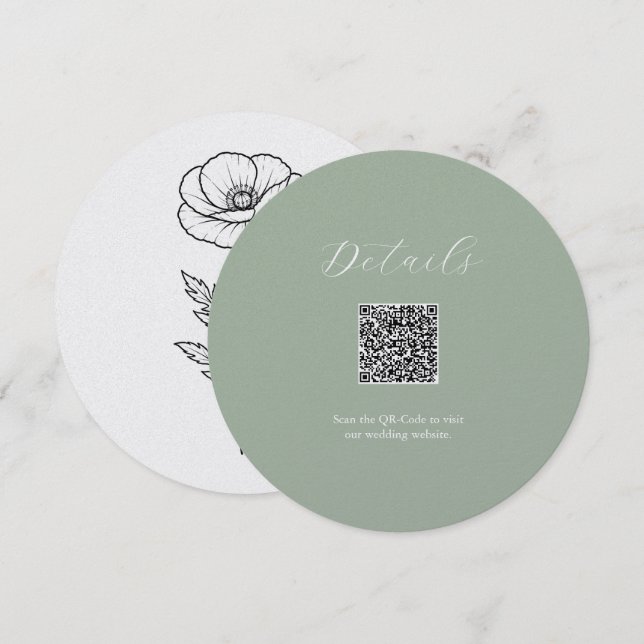 Sage Green Details QR code Card (Front/Back)