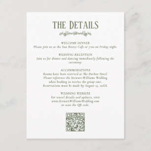Sage Green Details Reception Information Wedding Enclosure Card