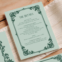 Sage Green Details Reception Information Wedding 