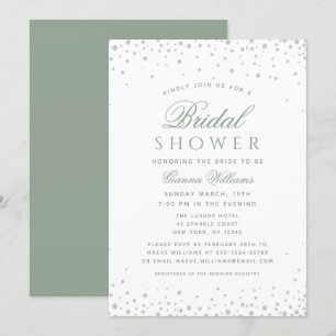 Sage Green Diamonds Modern Luxury Bridal Shower Invitation