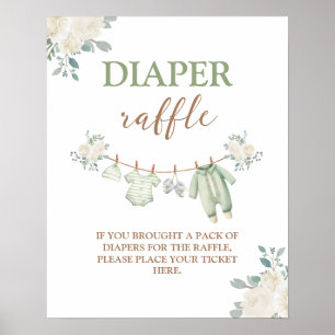 Sage Green Diaper Raffle sign