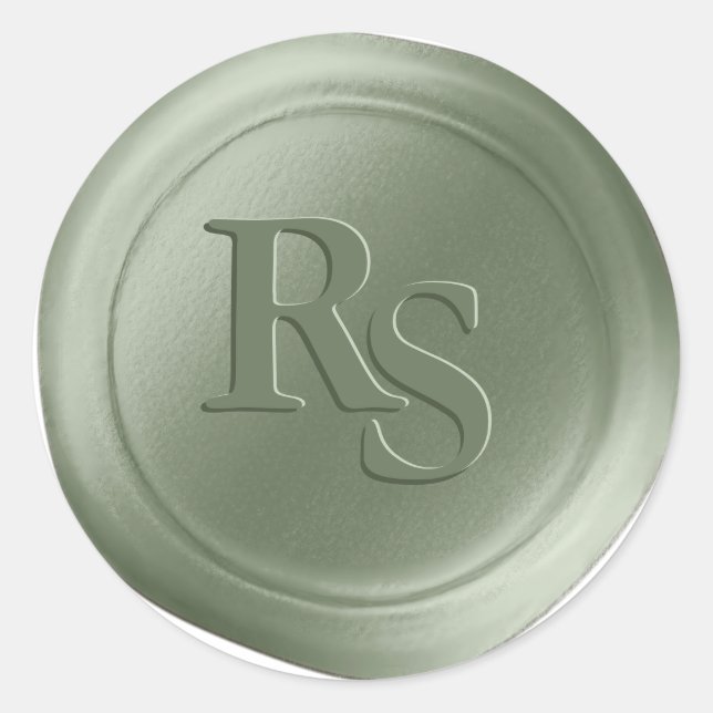 Sage Green Double Monogram Wedding Wax Seals (Front)