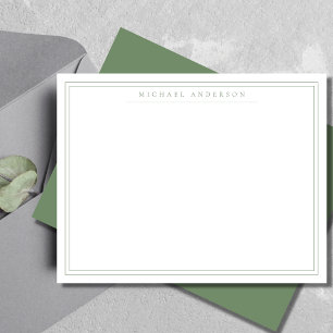 Sage Green Double Thin Border Correspondence  Card