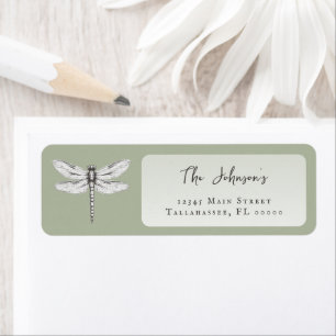 Sage Green Dragonfly Wedding Address