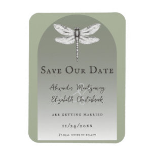 Sage Green Dragonfly Wedding Magnet