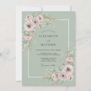 Sage Green Dreamy Botanical Wedding Invitation