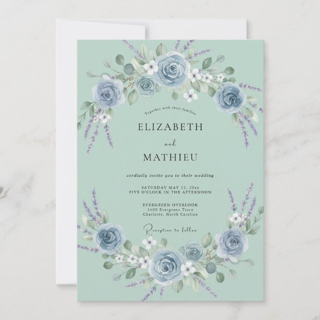 Sage Green Dreamy Lavender Wedding Invitation (Front)