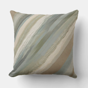 Sage Green Dusty Blue Beige Cream Abstract Stripe Cushion