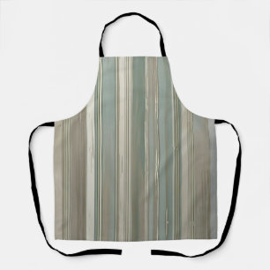 Sage Green Dusty Blue Taupe Grey Farmhouse Stripe Apron