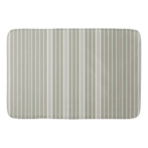 Sage Green Dusty Blue Taupe Grey Farmhouse Stripe  Bath Mat