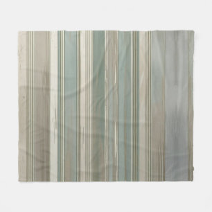 Sage Green Dusty Blue Taupe Grey Farmhouse Stripe  Fleece Blanket