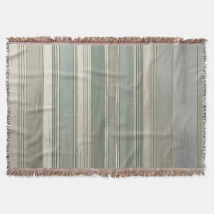 Sage Green Dusty Blue Taupe Grey Farmhouse Stripe Throw Blanket