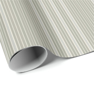 Sage Green Dusty Blue Taupe Grey Farmhouse Stripe Wrapping Paper
