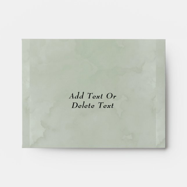 Sage Green Dusty Blue Wildflowers Wedding Envelope (Front)