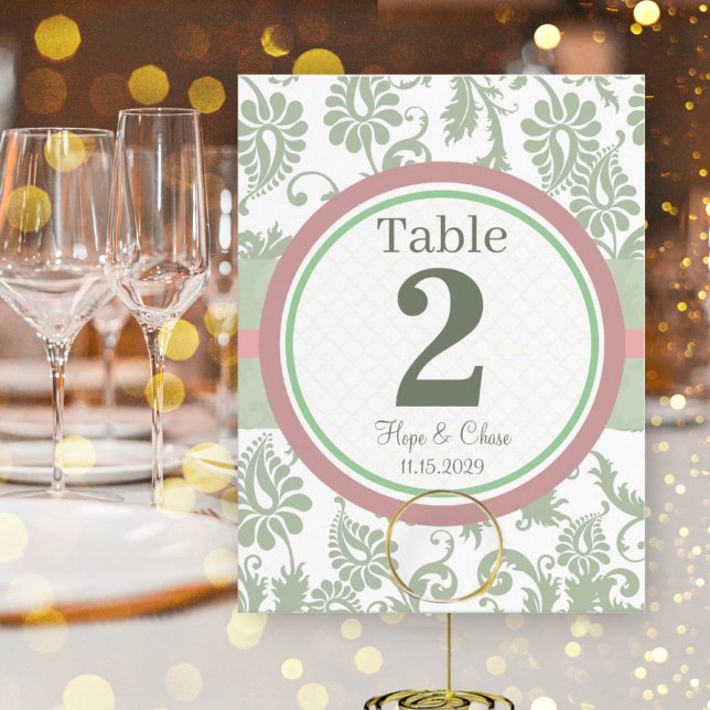 Sage Green Dusy Rose on White Table Number Postcard (Creator Uploaded)