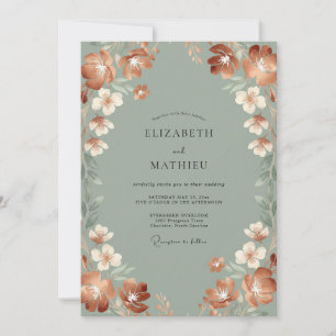Sage Green Earthy Autumn Wedding Invitation