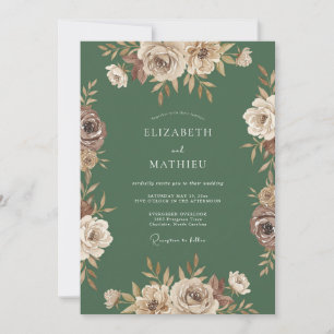 Sage Green Earthy Nature Wedding Invitation