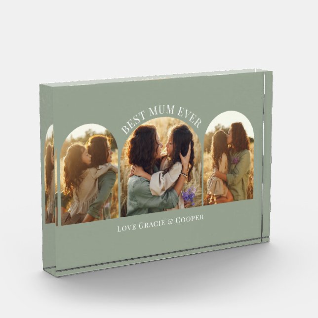 Sage green elegant arch multi photo best mum (Left)